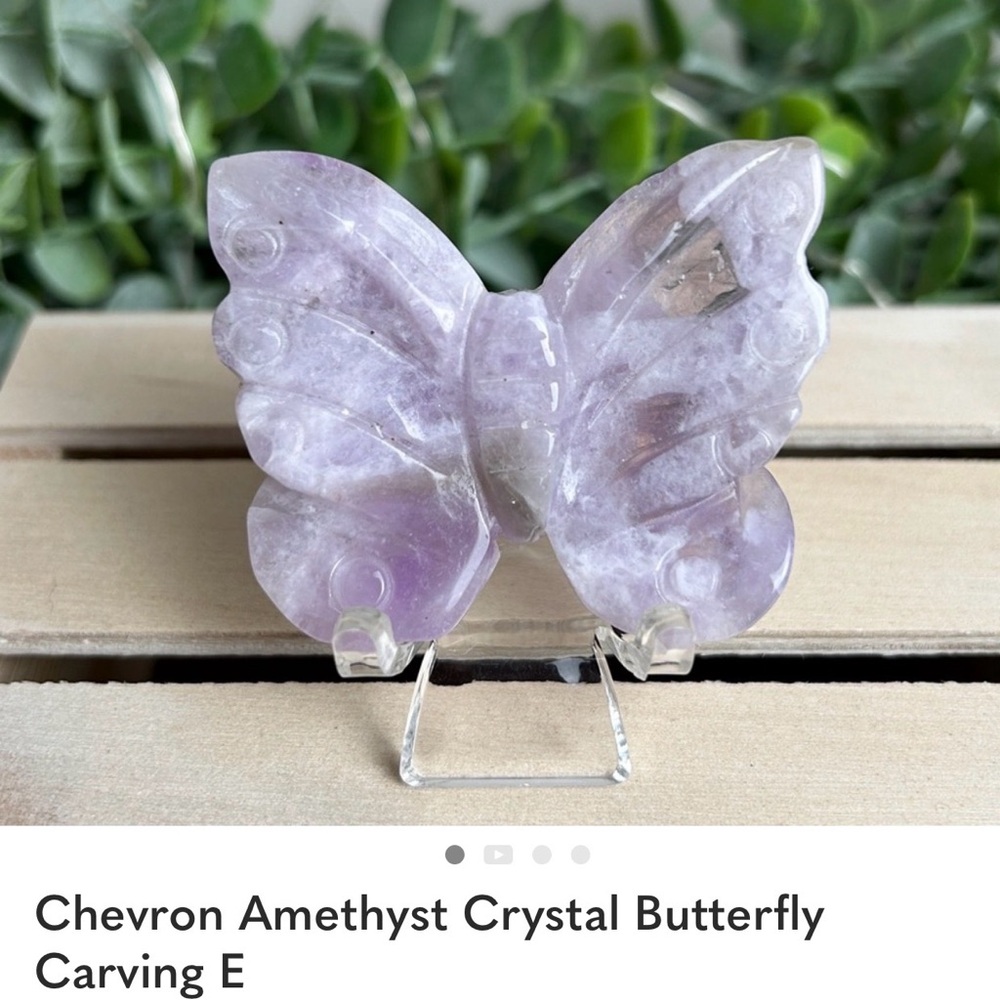 Chevron Amethyst Crystal Butterfly Carving E